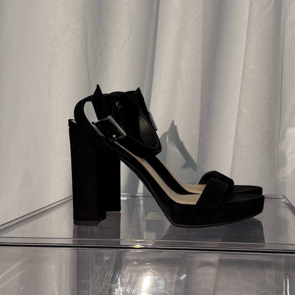 Black Suede Block Heels